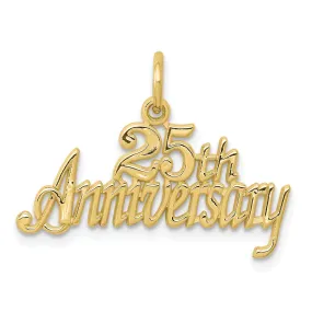 Solid 10k Yellow Gold 25Th Anniversary Pendant