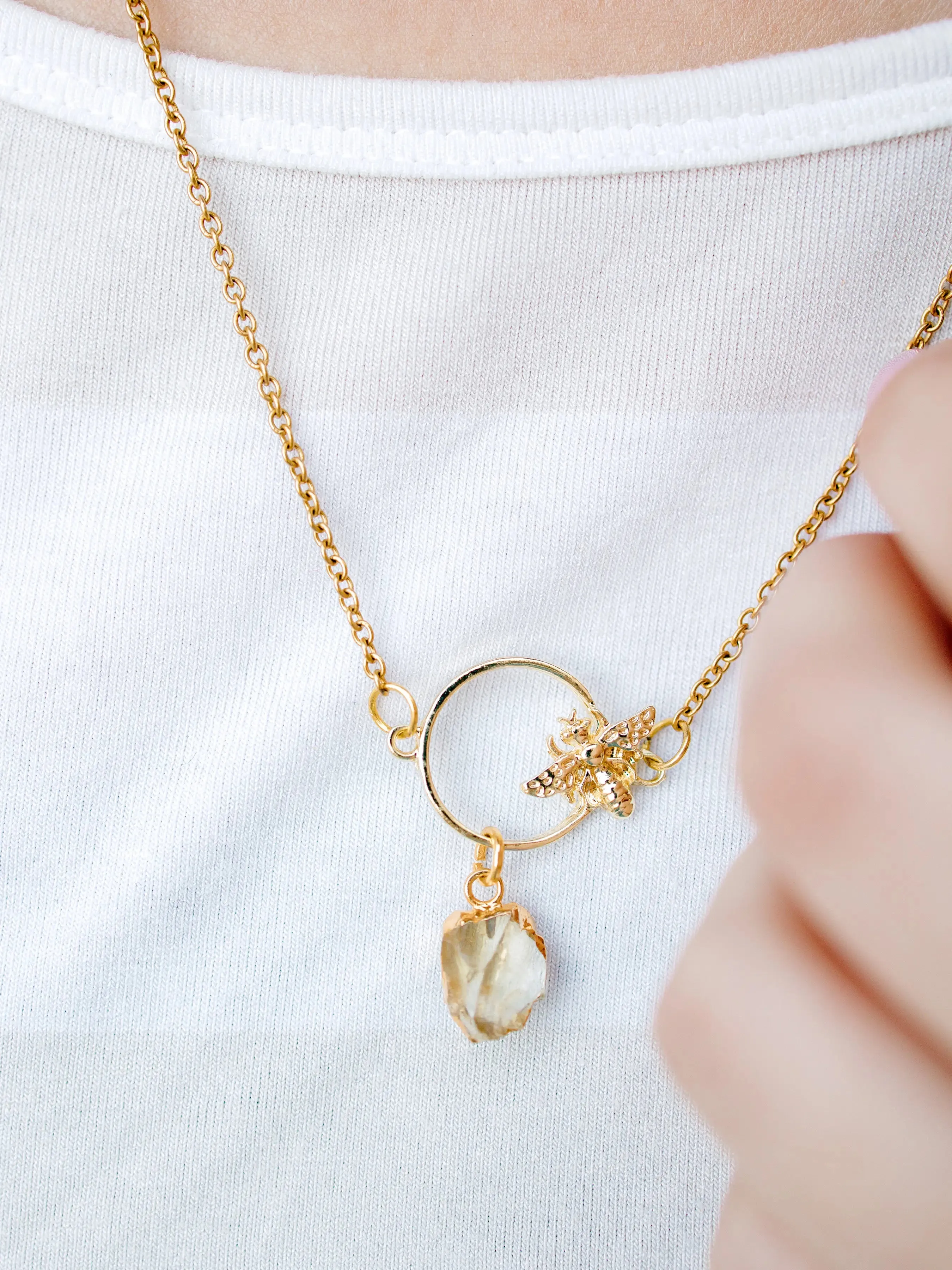 SpotLight Jewelry - 18k Gold Bee Jewelry Set - Bee Necklace and Earrings