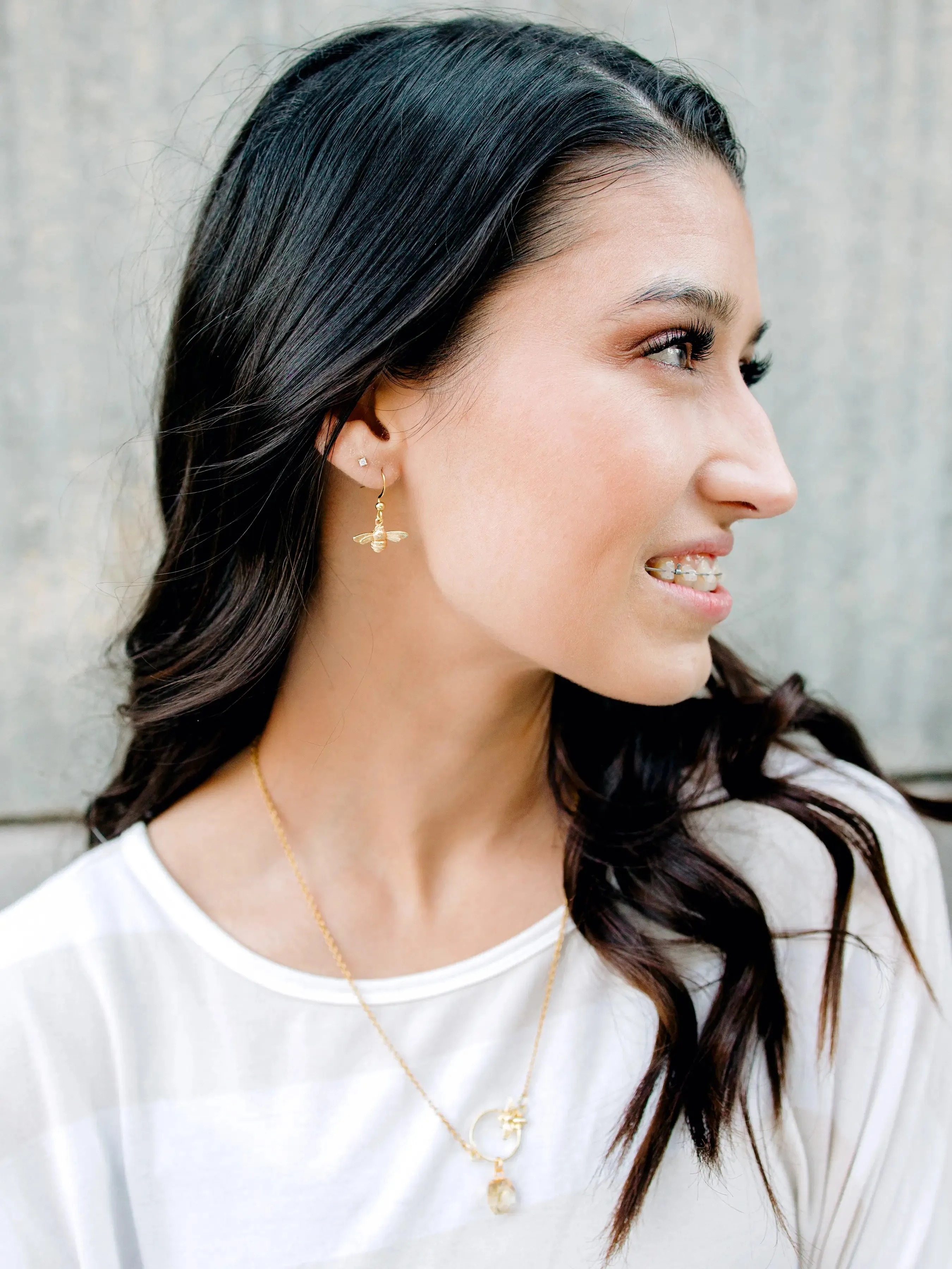 SpotLight Jewelry - 18k Gold Bee Jewelry Set - Bee Necklace and Earrings