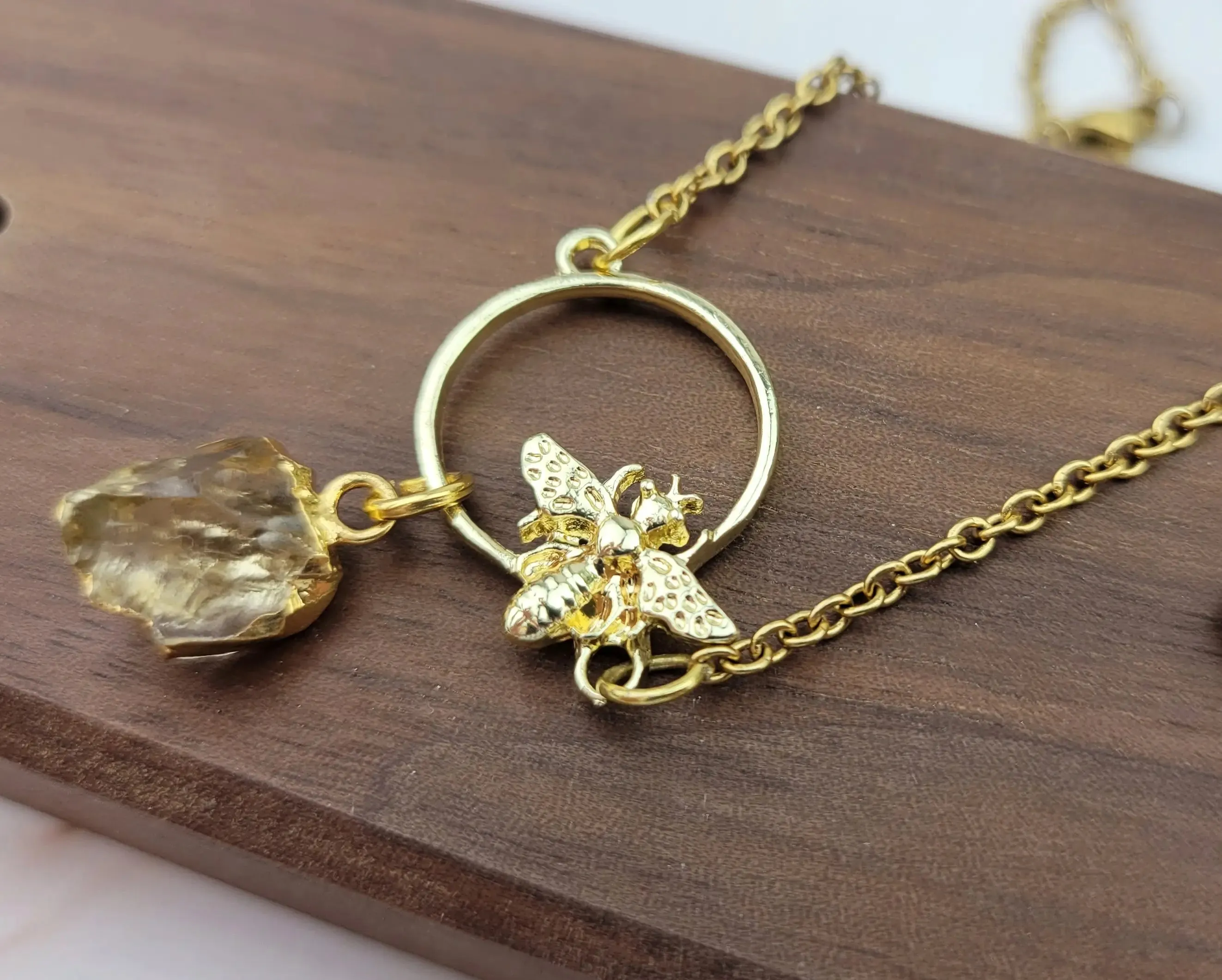 SpotLight Jewelry - 18k Gold Bee Jewelry Set - Bee Necklace and Earrings