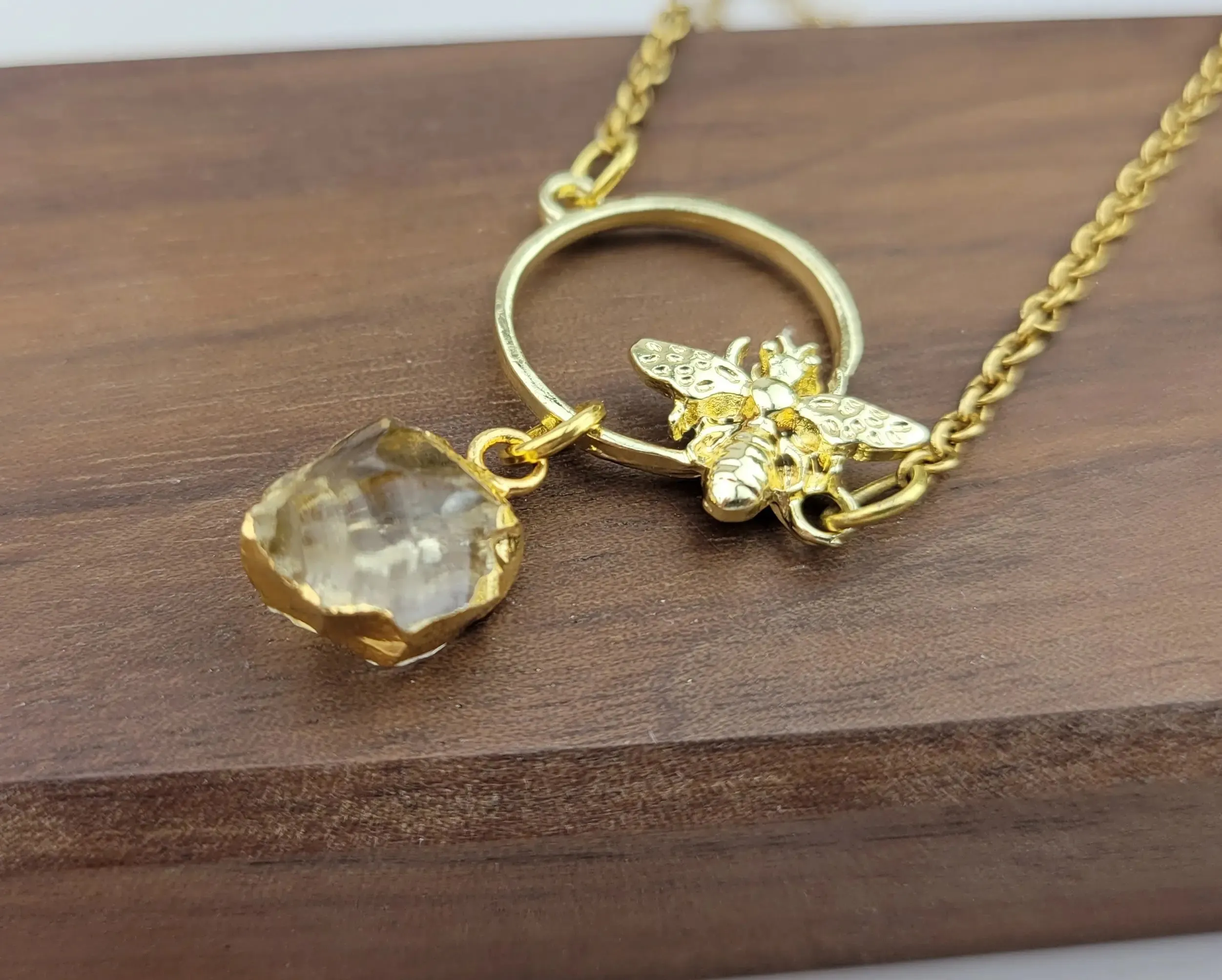 SpotLight Jewelry - 18k Gold Bee Jewelry Set - Bee Necklace and Earrings