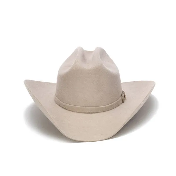 Stampede Hats - 100X Wool Felt  Beige Cowboy Hat with Silver Tone Buckle