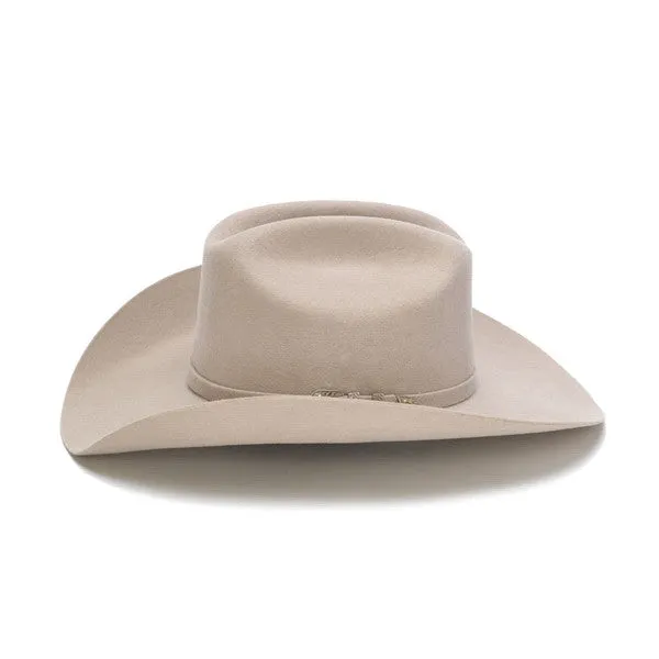 Stampede Hats - 100X Wool Felt  Beige Cowboy Hat with Silver Tone Buckle