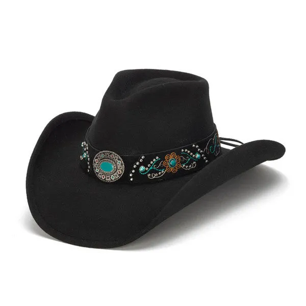 Stampede Hats - Turquoise Blue Stone Felt Cowboy Hat