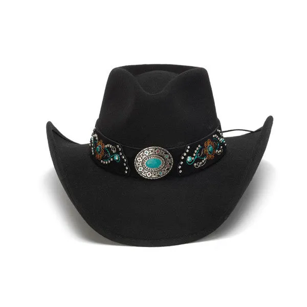 Stampede Hats - Turquoise Blue Stone Felt Cowboy Hat