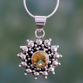 Star Citrine & Sterling Silver Pendant Necklace