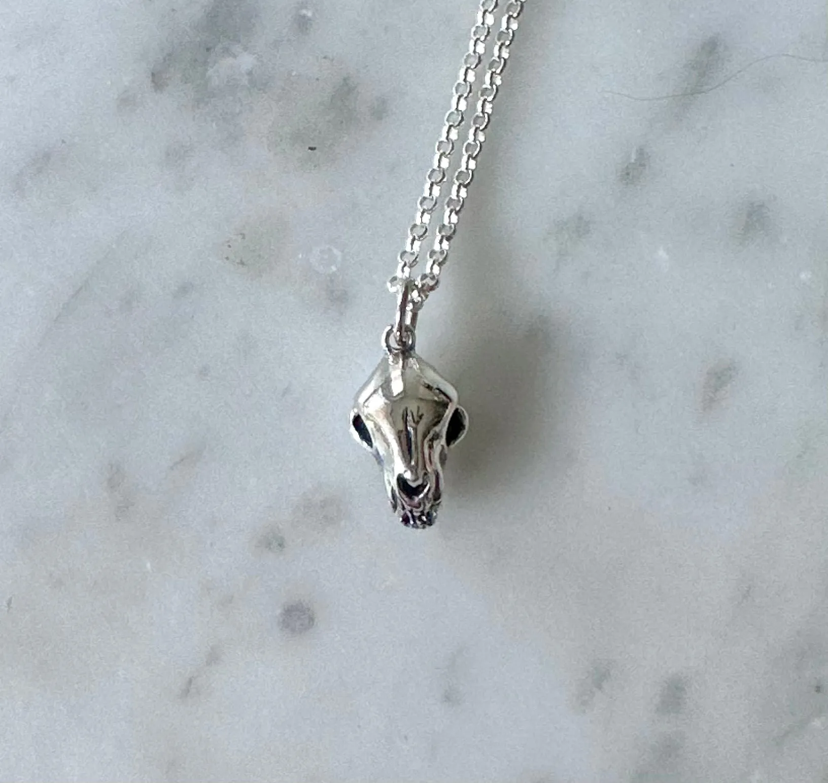 Sterling Cat Skull Necklace