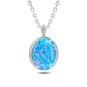 Sterling Silver Opal Eclipse Pendant Necklace by Alamea