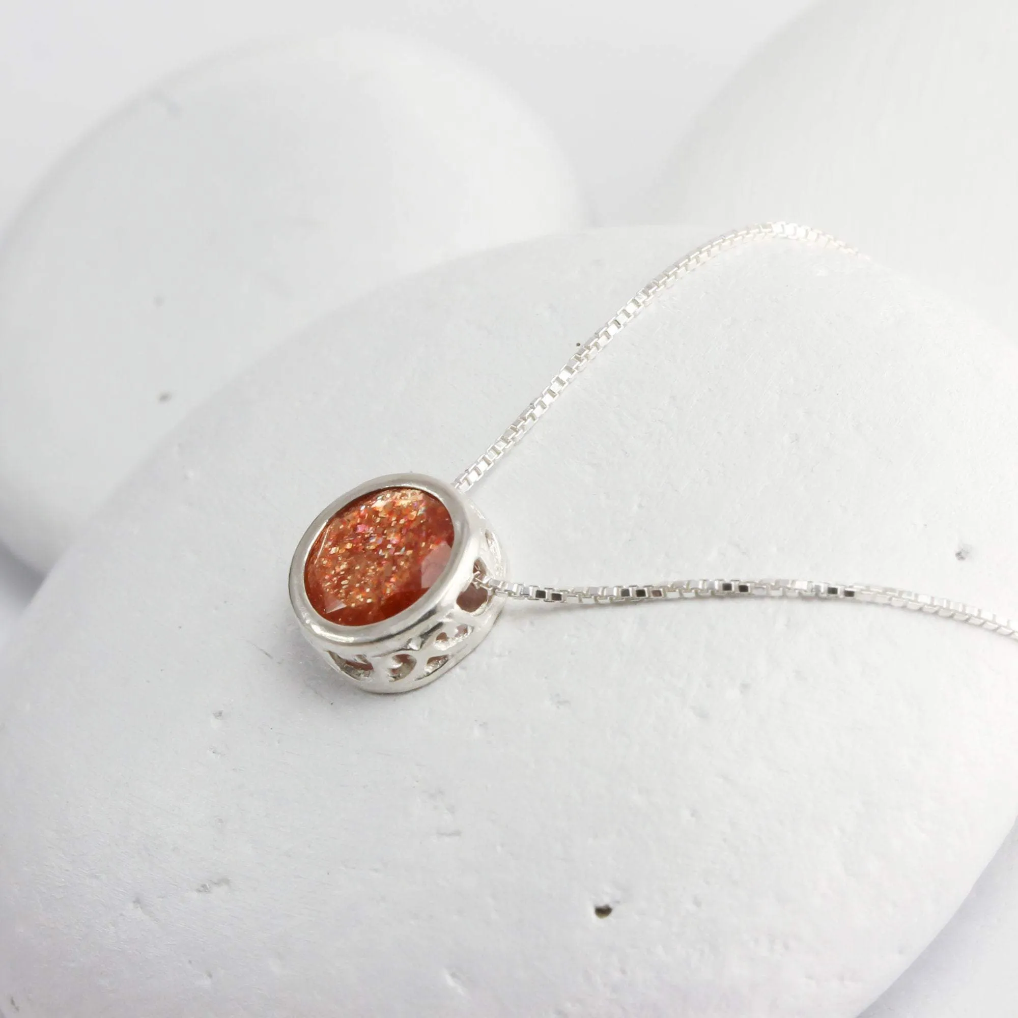 Sunstone Solitaire Necklace