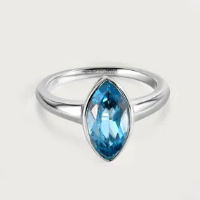 Surf Moon Ring with Swiss Blue Topaz   Surf Moon Pendant with Swiss Blue Topaz