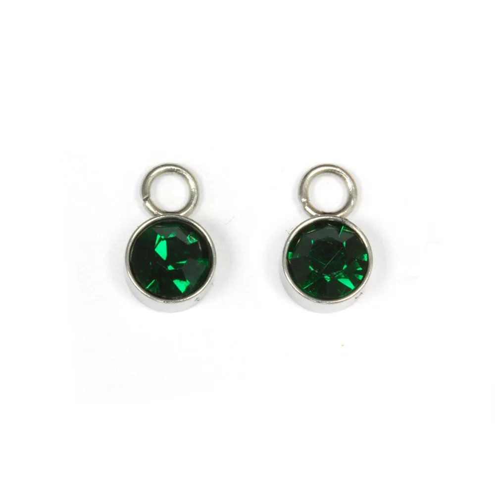 Tiny Glass Pendant Dark Green 6x9mm - Pack of 2