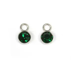 Tiny Glass Pendant Dark Green 6x9mm - Pack of 2