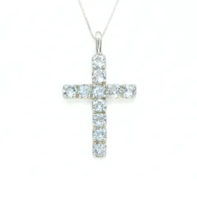 Topaz Cross Necklace - Natural Blue Topaz Necklace - Statement Cross Pendant