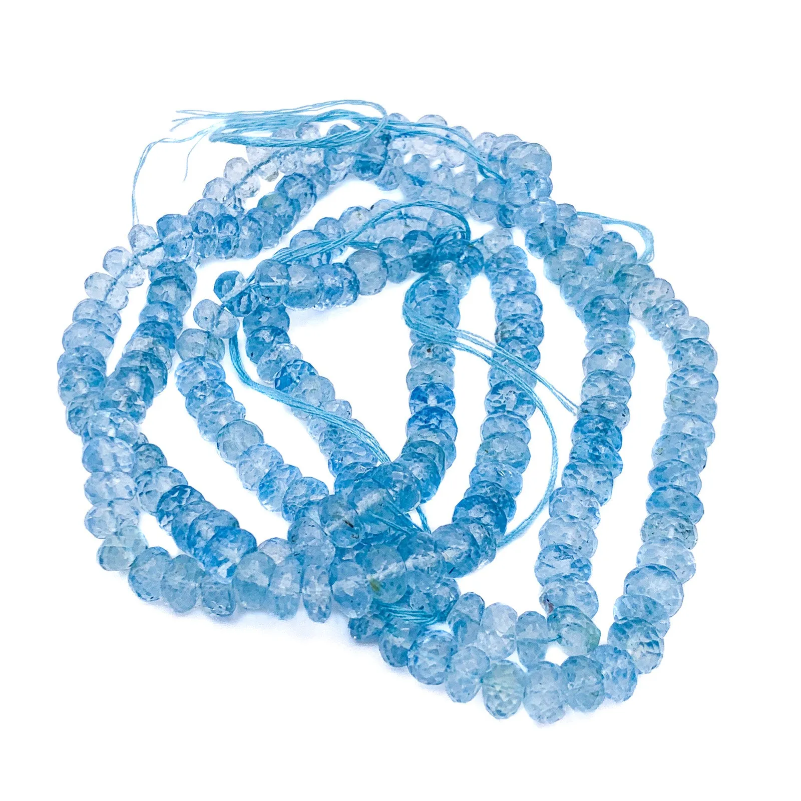 Topaz Swiss Blue 6.4mm Faceted Rondelles Bead Strand