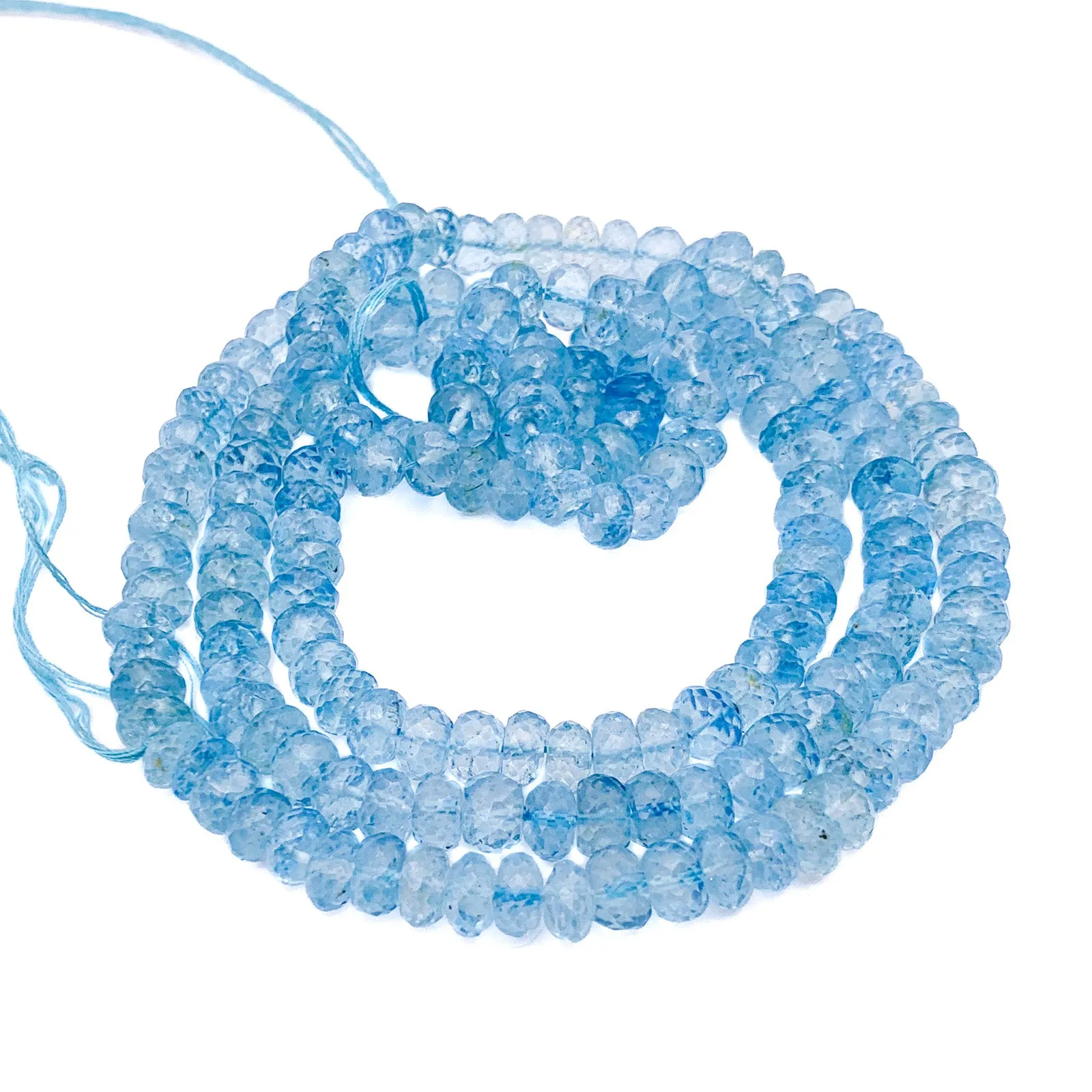 Topaz Swiss Blue 6.4mm Faceted Rondelles Bead Strand