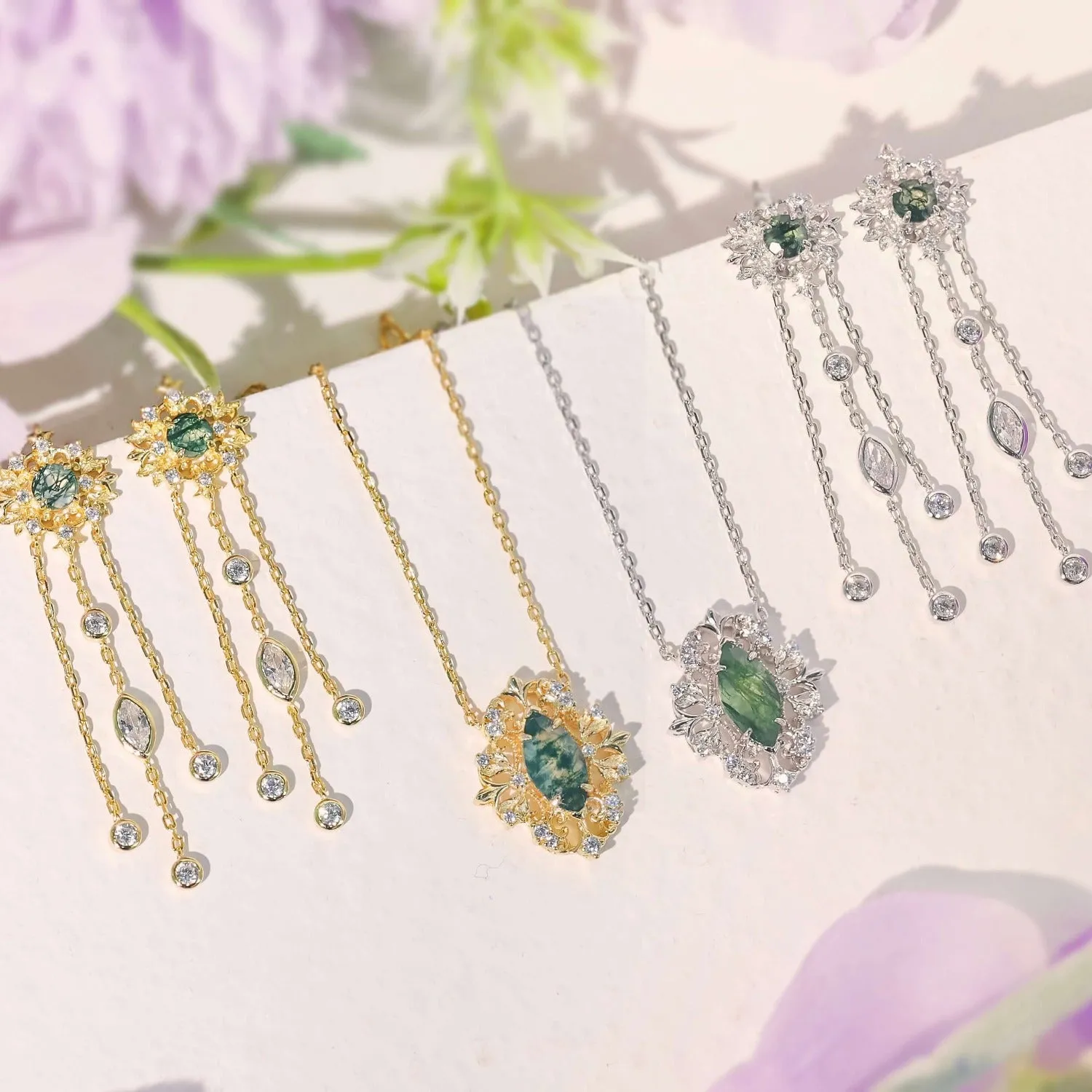 Trellis Moss Agate Necklace