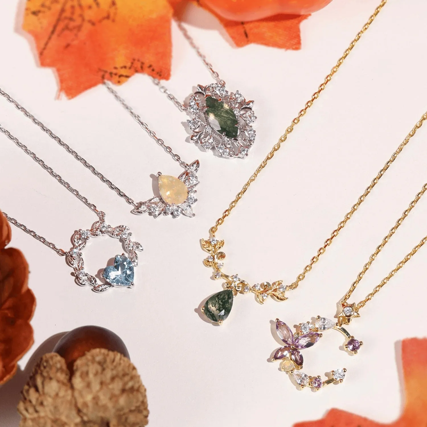 Trellis Moss Agate Necklace