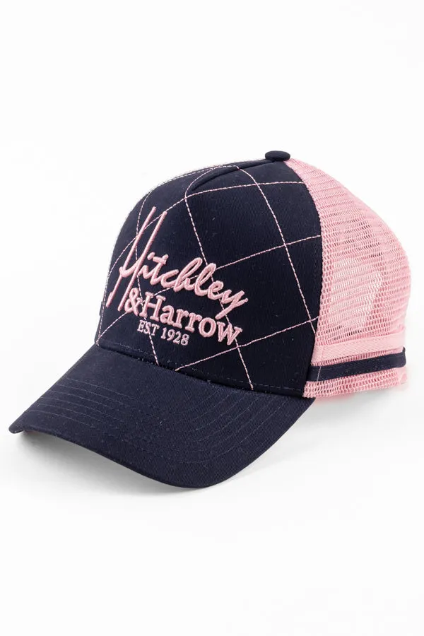 Trucker Cap - Navy with Pink Crisscross