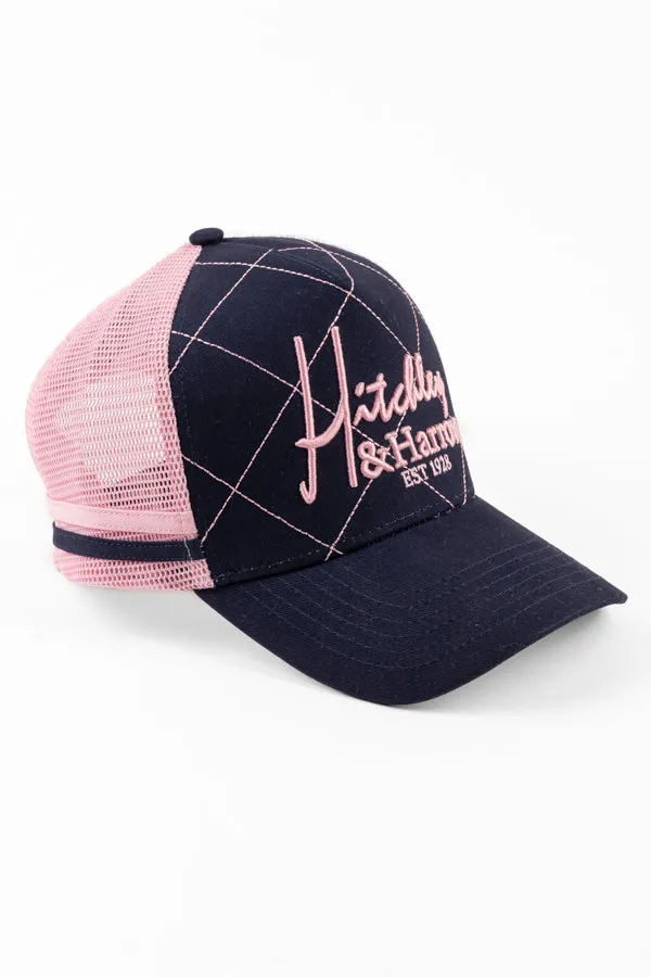 Trucker Cap - Navy with Pink Crisscross