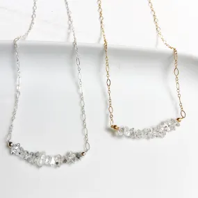 Truth - Delicate Herkimer Quartz Segment Choker in Gold or Silver, (16 inches)