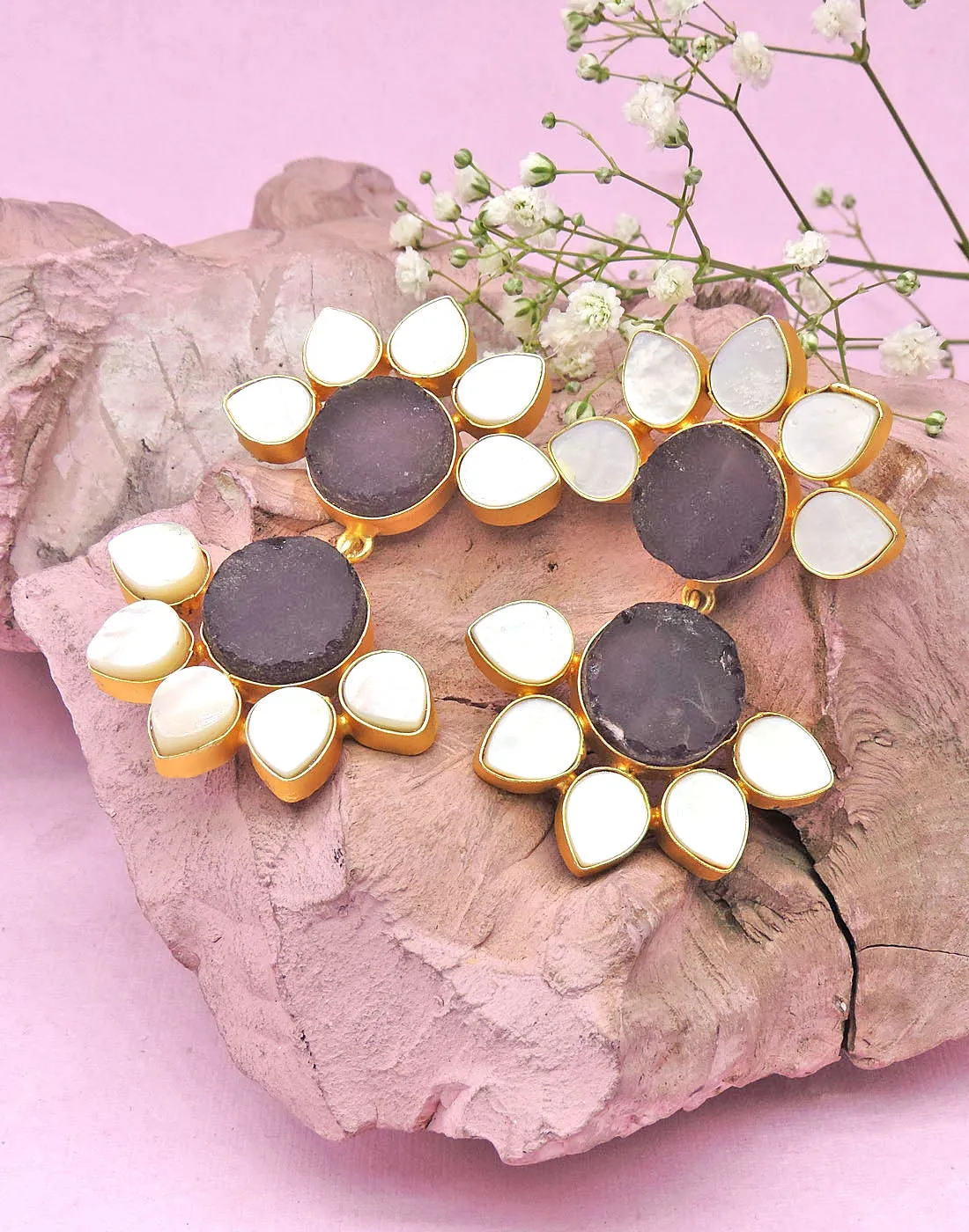 Twin Flora Earrings (Amethyst)