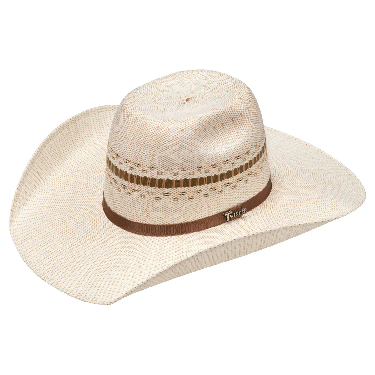 Twister Ivory/Tan/Tobacco Western Bangora Straw Hat