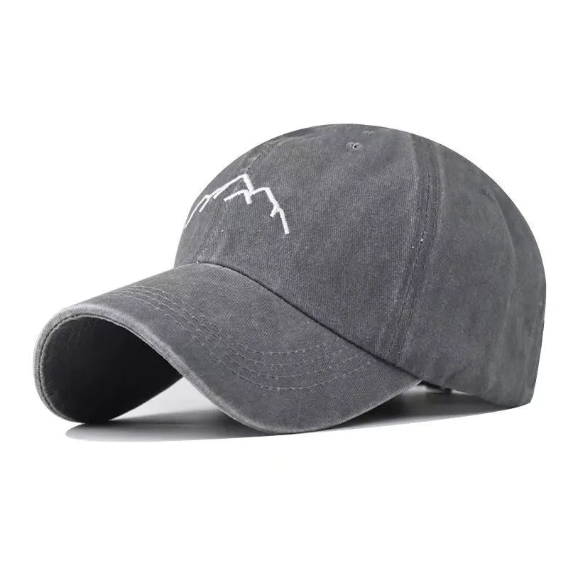 Unisex Washed Cotton Cap Mountain Embroidery Vintage Baseball Cap Men Women Adjustable Casual Outdoor Streetwear Sports Hat
