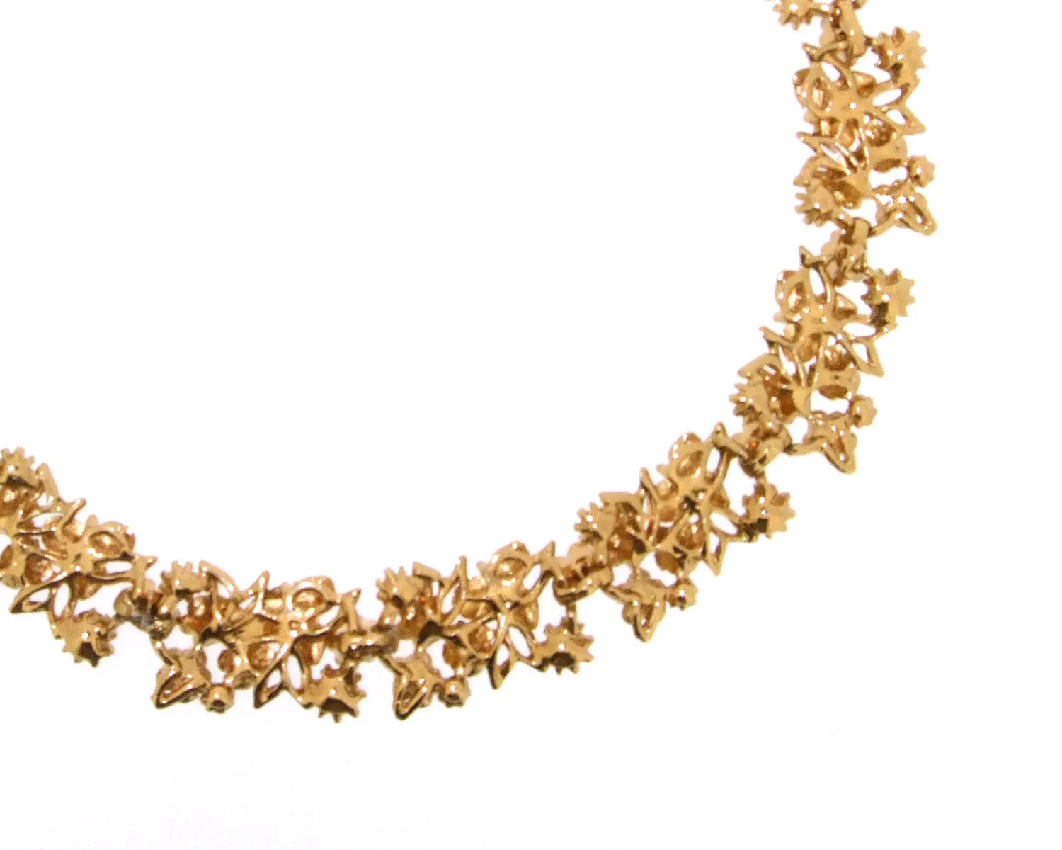 Vintage Style Yellow White Floral Enamel Gold Necklace