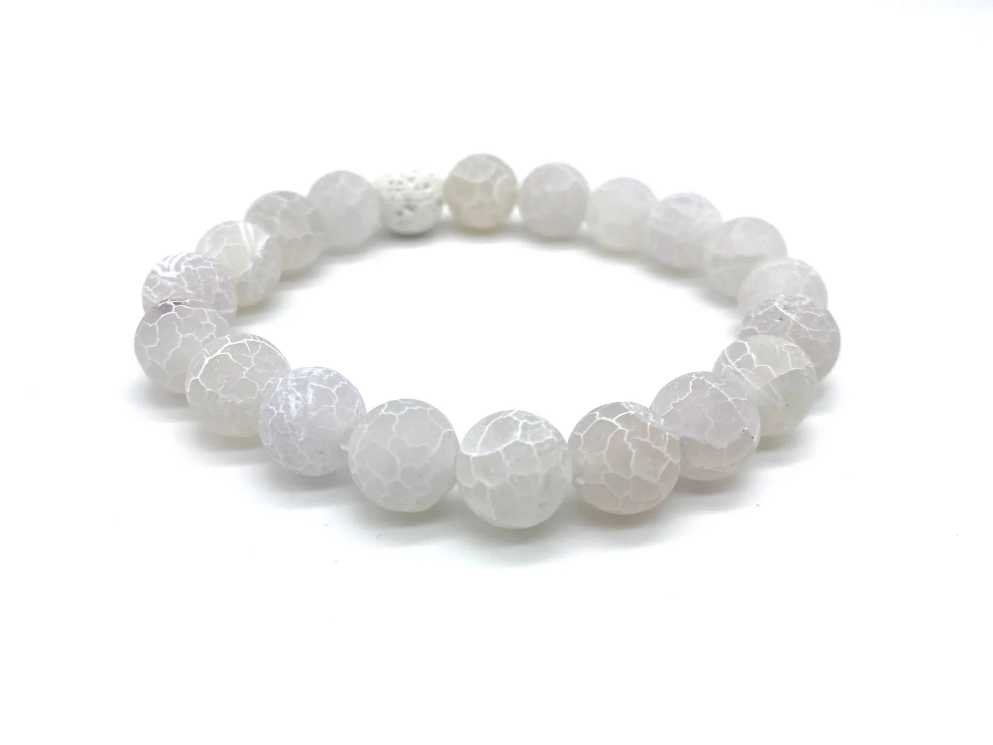 White Agate Crystal Chunky Beaded Bracelet - Oil Diffuser Bracelet