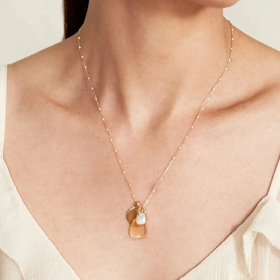 Zuri Enamel Charm Necklace White Mix